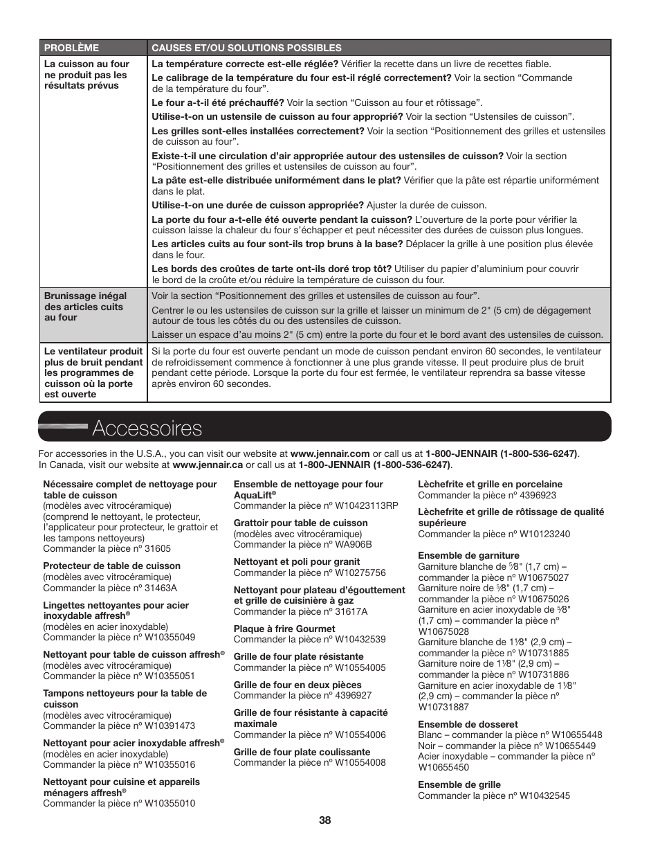 Accessoires | JennAir Euro-Style Series 30 Inch Single Convection Smart Electric Wall Oven User Guide User Manual | Page 38 / 40