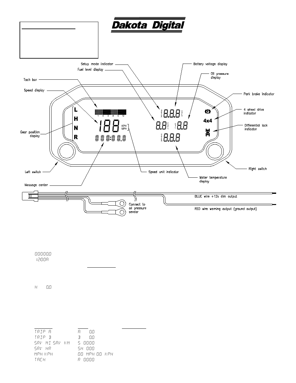 Dakota Digital MULTI GAUGE UTV-1200 User Manual | 6 pages