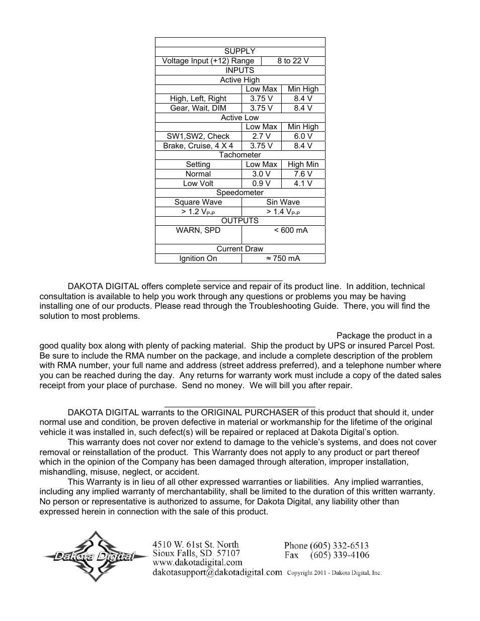 Dakota Digital 3 User Manual | Page 32 / 32