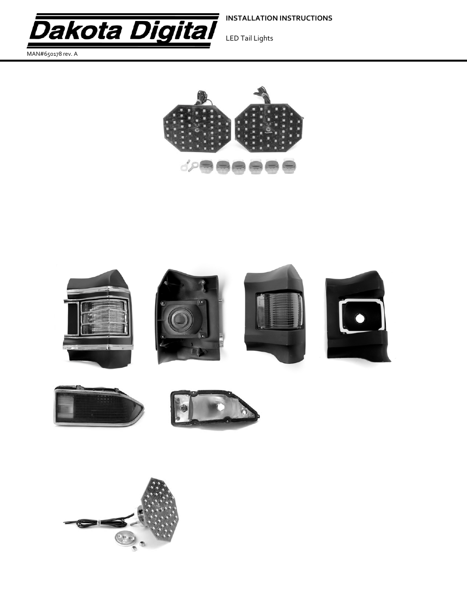 Dakota Digital LED Tail Lights LAT-NR170 User Manual | 3 pages