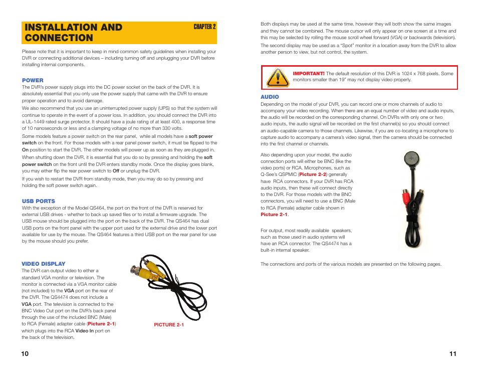 Installation and connection, Chapter 2 | Q-See NETWORK DVR QS408 User Manual | Page 6 / 31