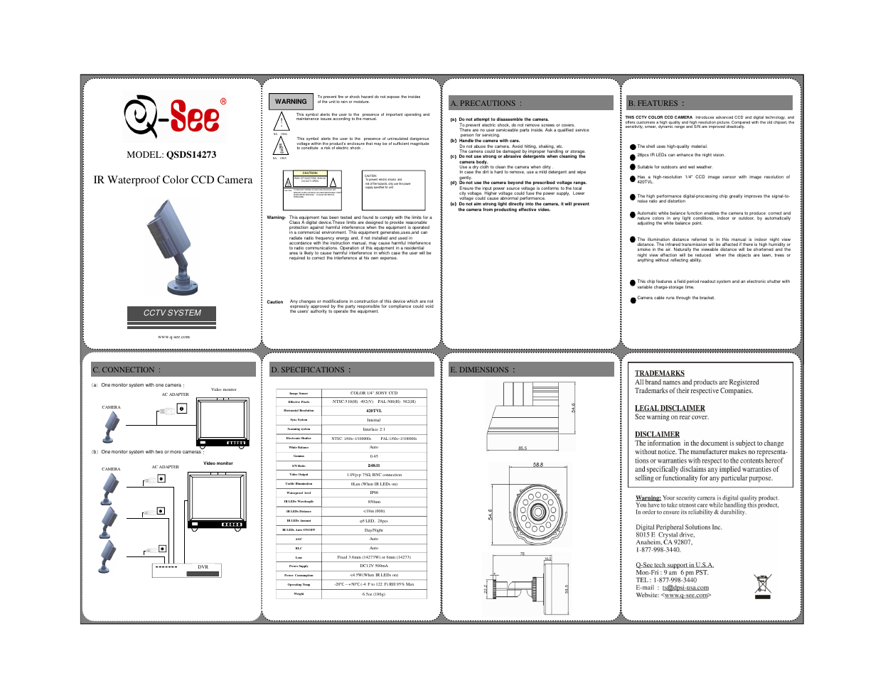 Q-See QSDS14273 User Manual | 1 page