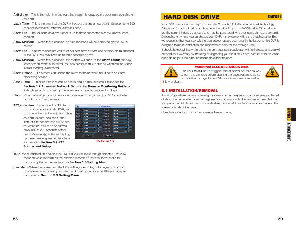 1 installation/removal, Hard disk drive, Chapter 8 hard disk drive | Chapter 8 | Q-See QC40108 User Manual | Page 30 / 35