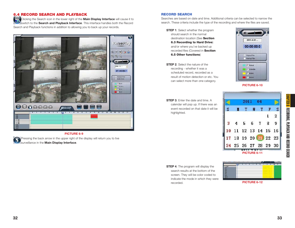 4 record search and playback, Record search | Q-See QSDT16PCRC User Manual | Page 17 / 56