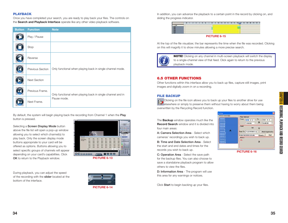 5 other functions, File backup, Playback | Chapter 6 recording, pla yback and record search | Q-See QSDT16PCRC User Manual | Page 18 / 56