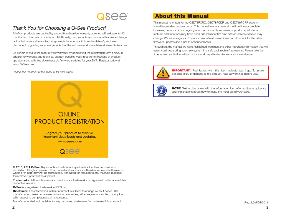 About this manual | Q-See QSDT16PCRC User Manual | Page 2 / 56