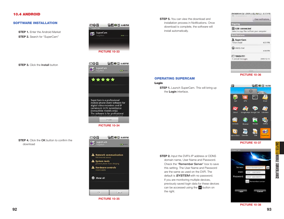 4 android, Software installation, Chapter 10 mobile sur veillance | Q-See QSDT16PCRC User Manual | Page 47 / 56