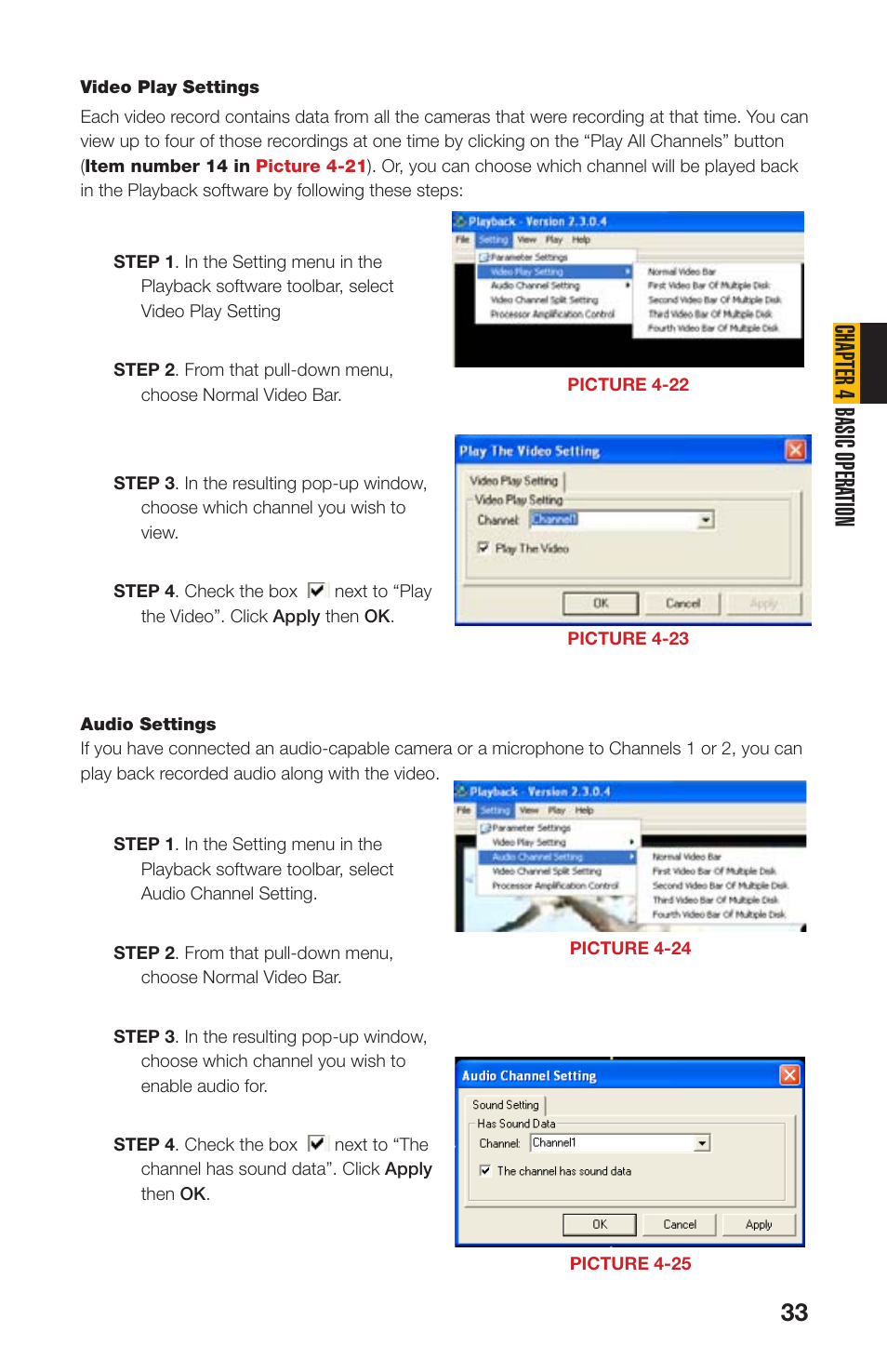 Chapter 4 basic opera tion | Q-See QS408 User Manual | Page 33 / 85