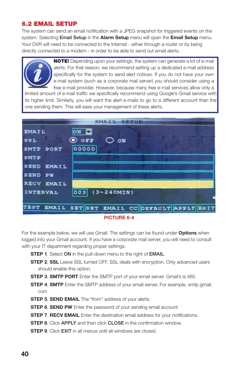 2 email setup | Q-See QS408 User Manual | Page 40 / 85