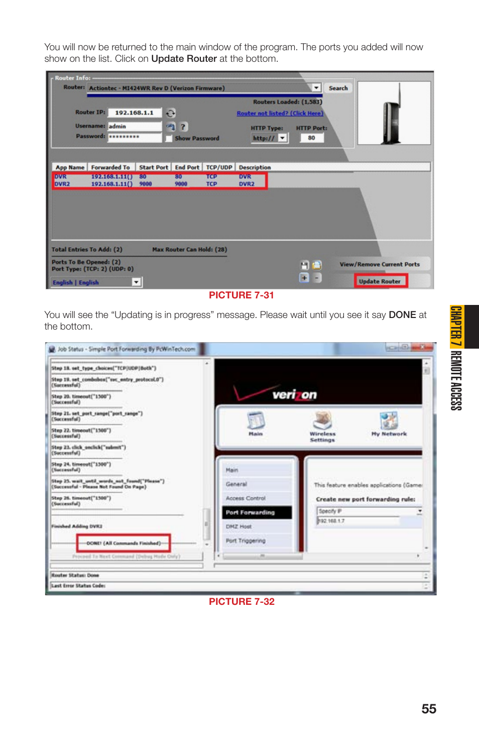 Chapter 7 remote access | Q-See QS408 User Manual | Page 55 / 85