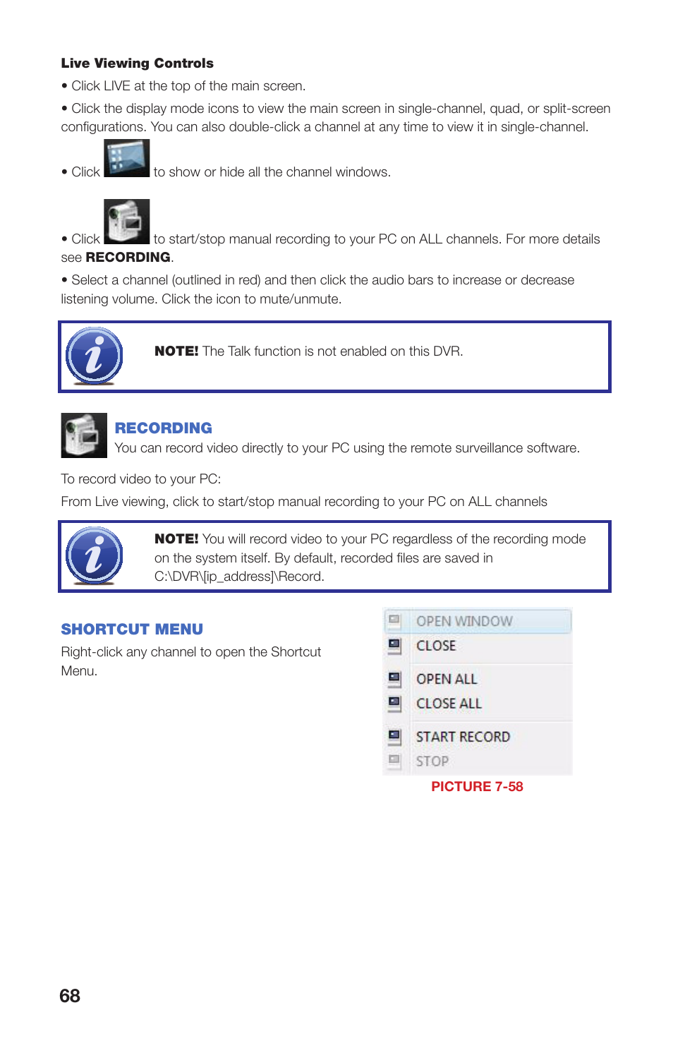 Recording | Q-See QS408 User Manual | Page 68 / 85