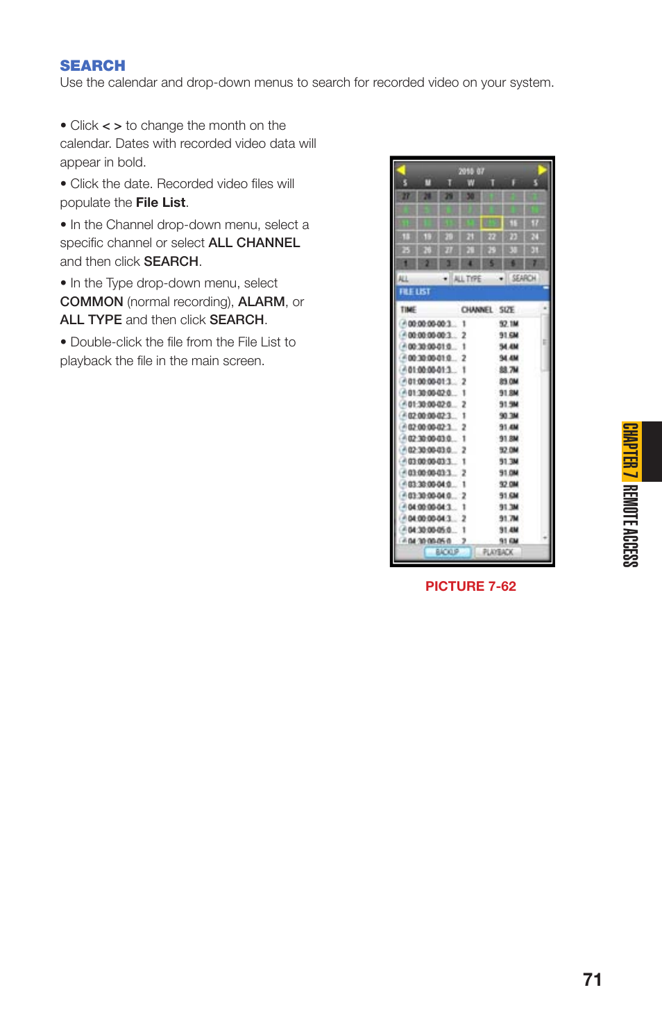 Search, Chapter 7 remote access | Q-See QS408 User Manual | Page 71 / 85