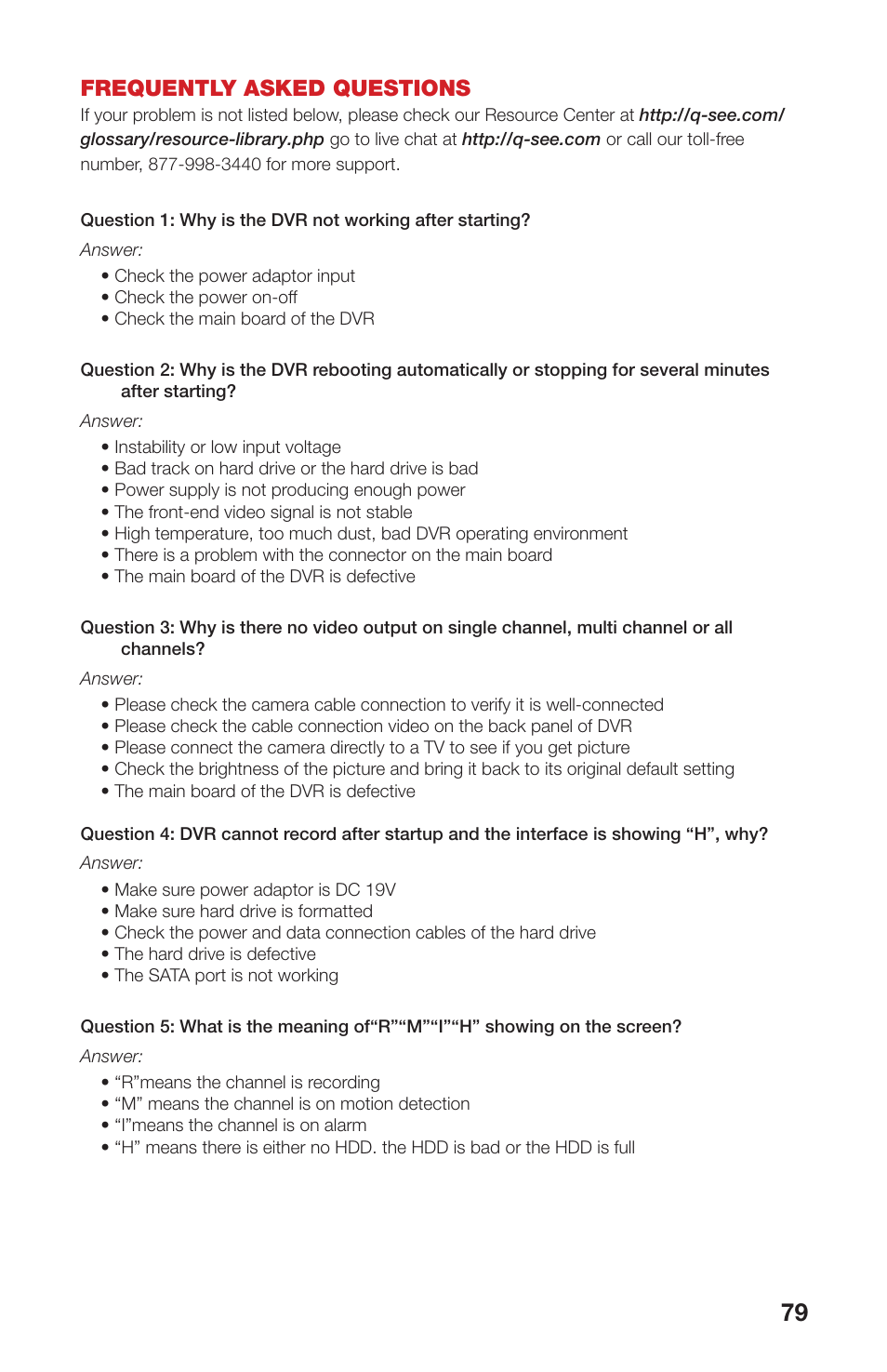 Frequently asked questions | Q-See QS408 User Manual | Page 79 / 85