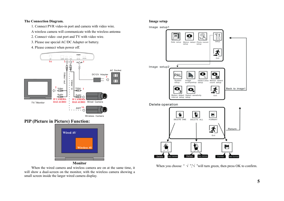 The connection diagram, Image setup, Pip (picture in picture) function | Q-See QSW1001R User Manual | Page 5 / 20