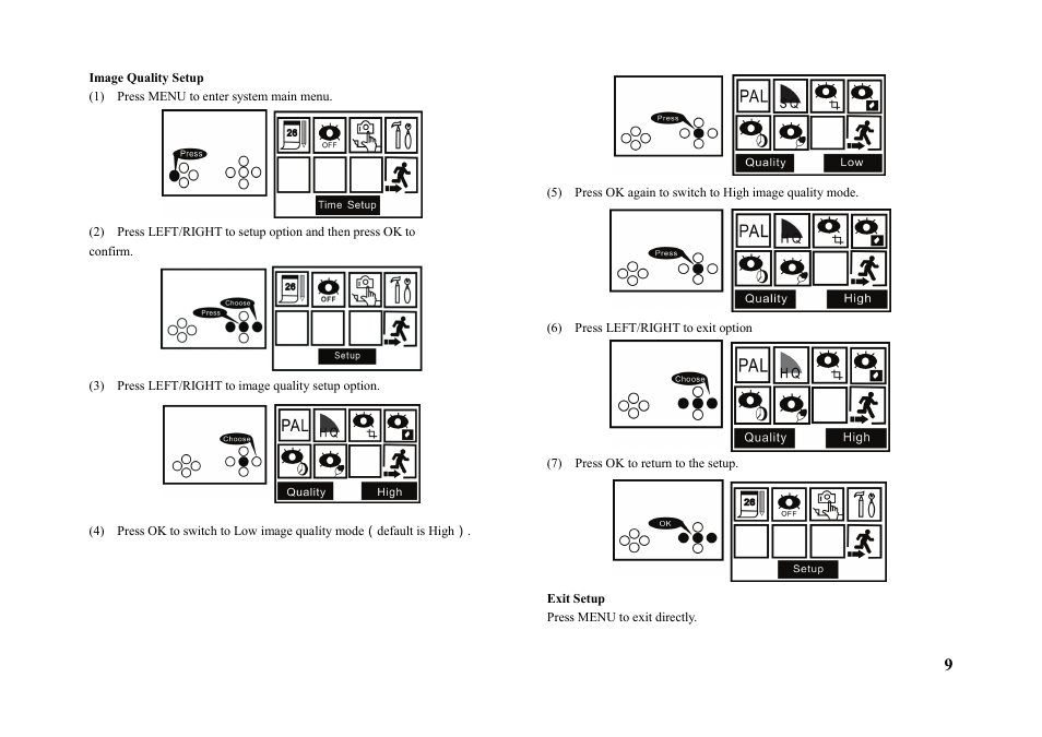 Image quality setup | Q-See QSW1001R User Manual | Page 9 / 20