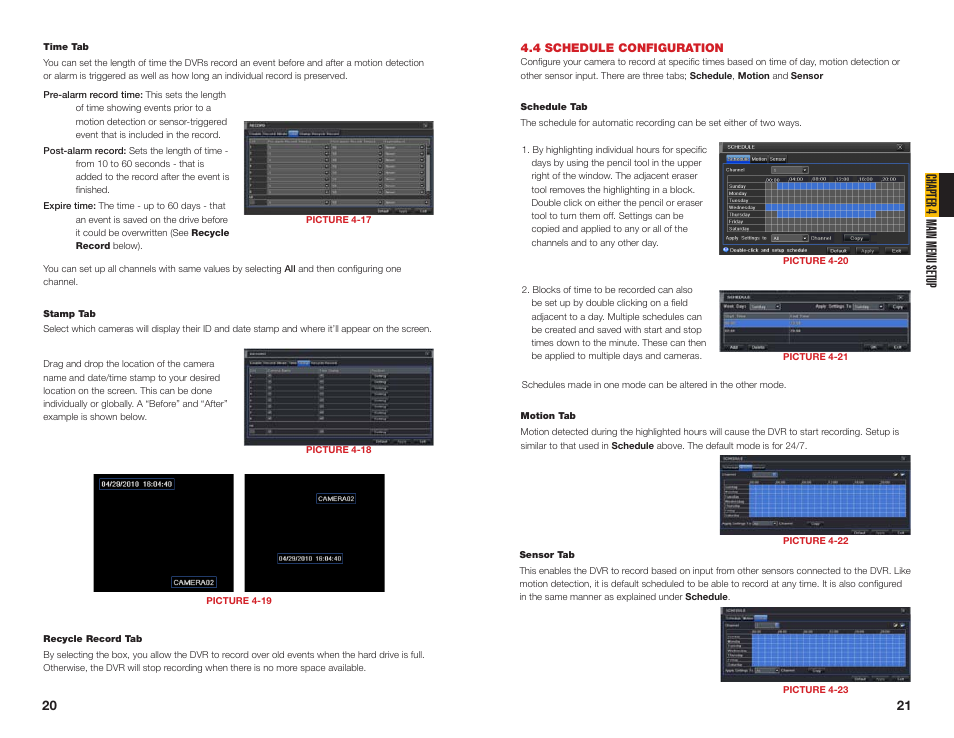 4 schedule configuration, Chapter 4 main menu setup | Q-See QT454  EN User Manual | Page 11 / 27