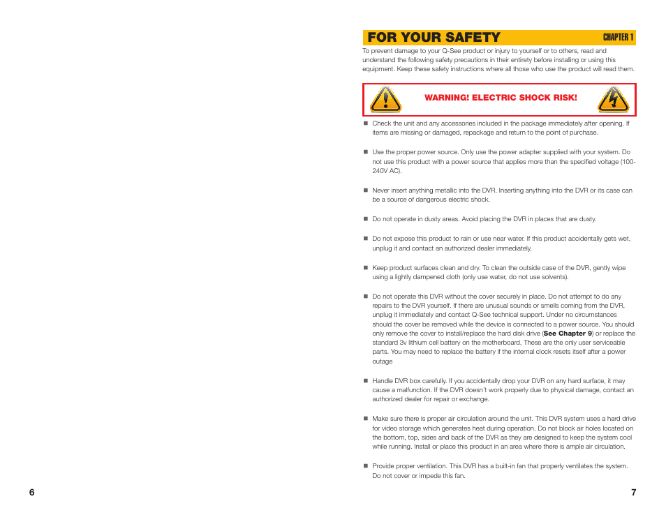 For your safety, Chapter 1 | Q-See QT454  EN User Manual | Page 4 / 27