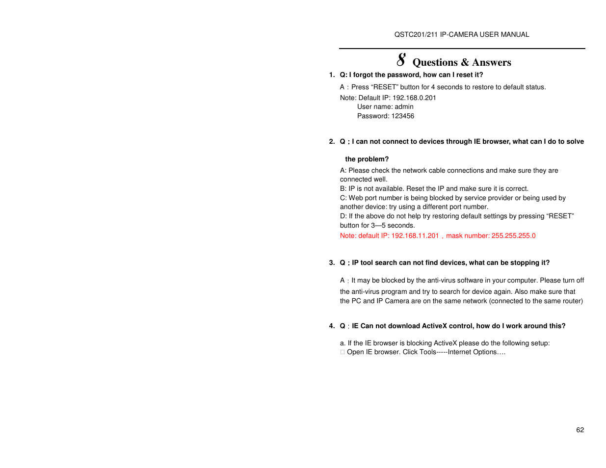 Questions & answers | Q-See QSTC201 User Manual | Page 62 / 70