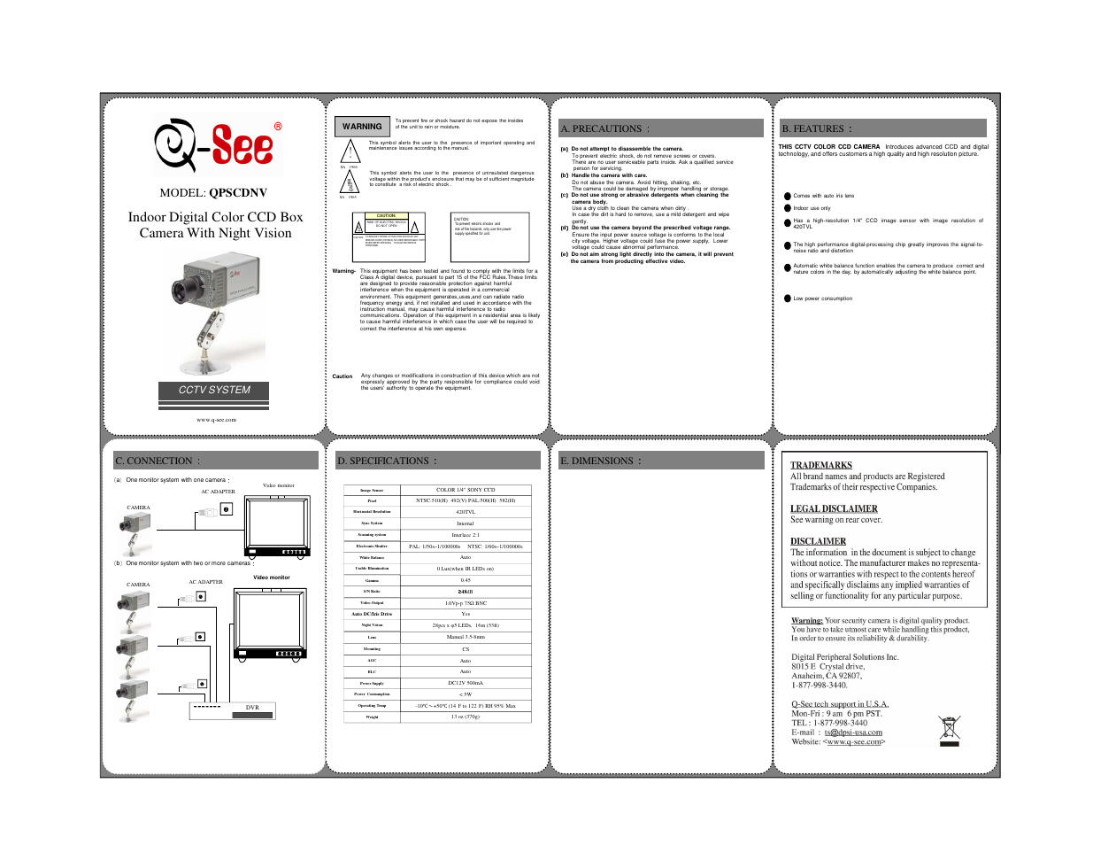 Q-See QPSCDNV User Manual | 1 page