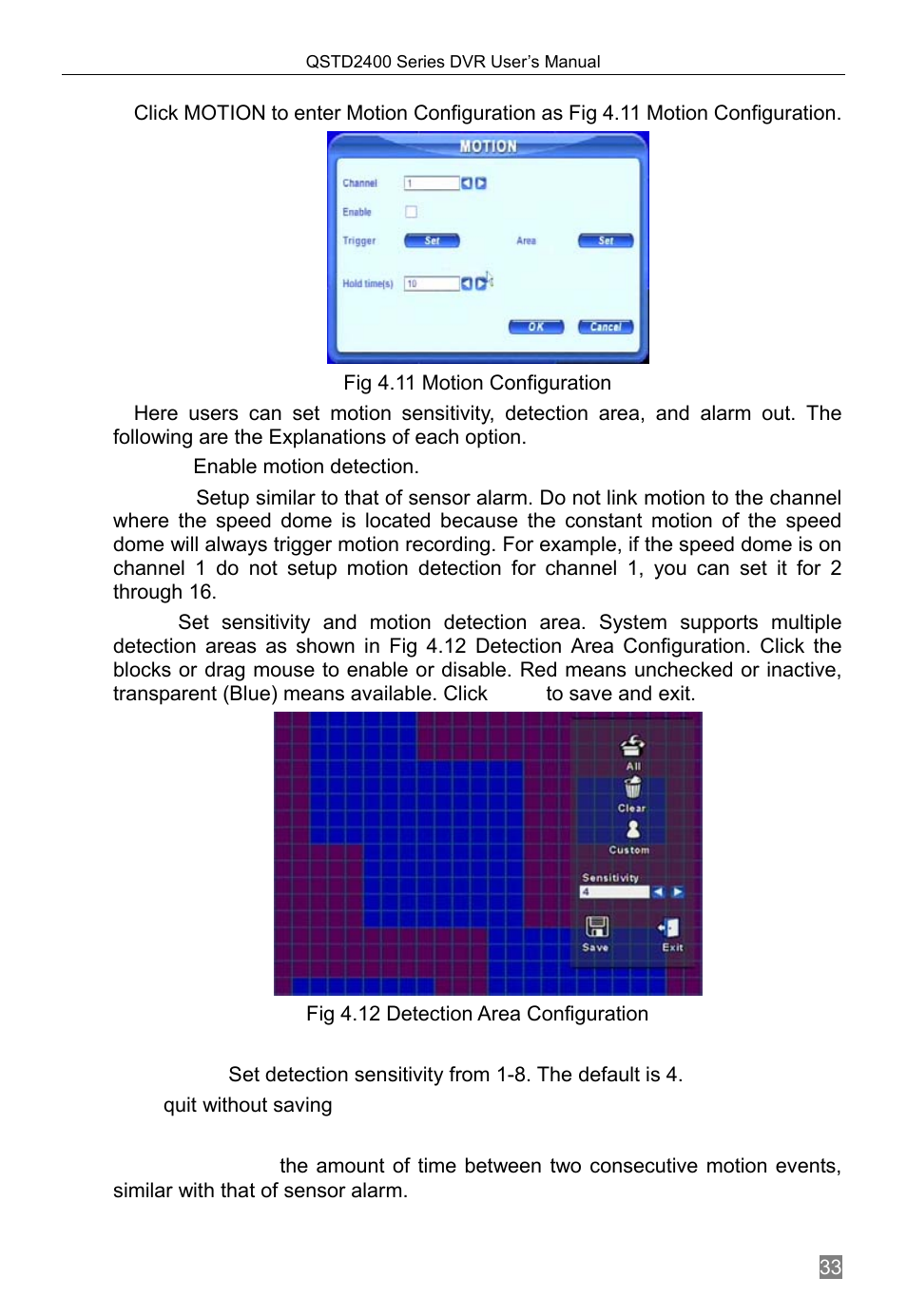 Motion configuration, 6 motion configuration | Q-See QSTD2408 User Manual | Page 37 / 76