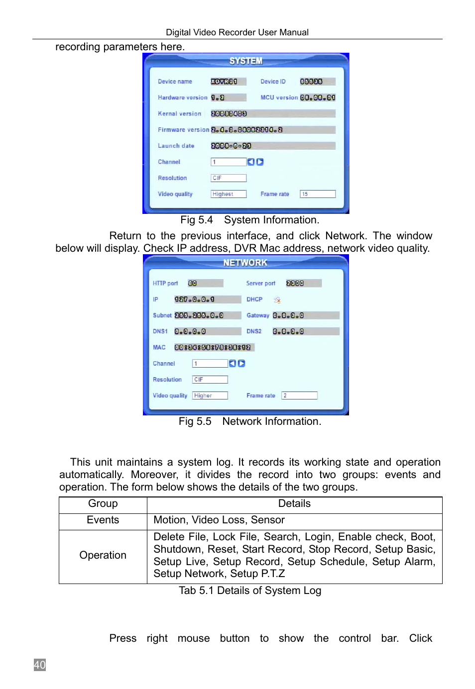 Checking system log, 5 checking system log | Q-See QSTD2408 User Manual | Page 44 / 76