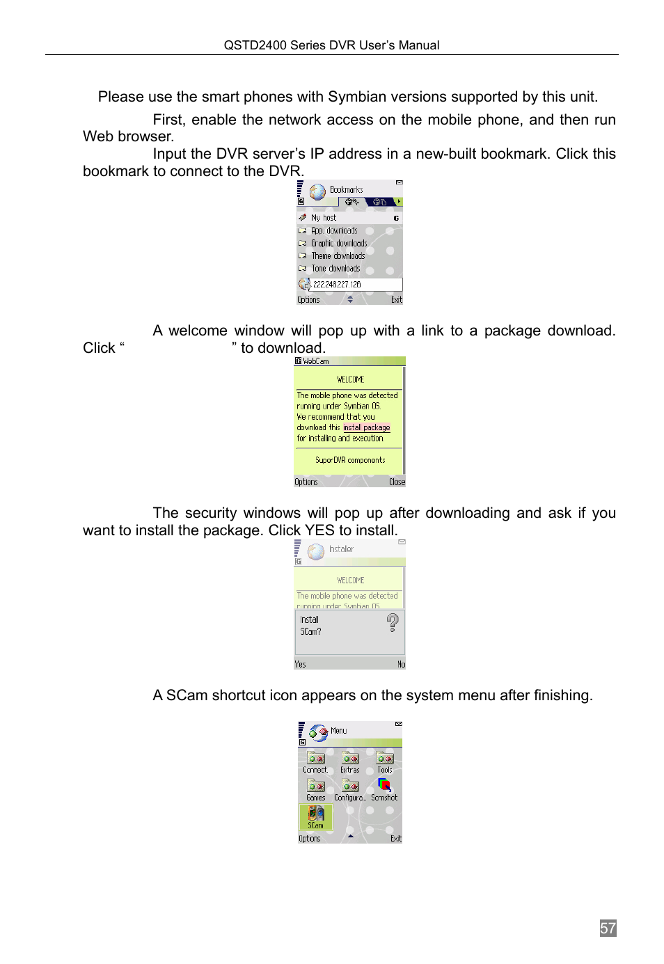 Accessing by phones with symbian, 2 accessing by phones with symbian | Q-See QSTD2408 User Manual | Page 61 / 76