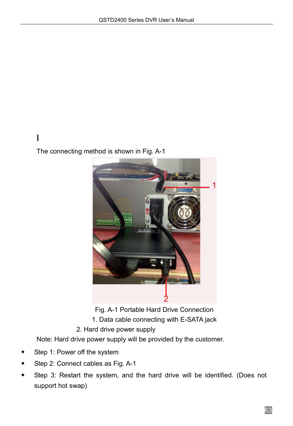 Appendix b, Connection of portable e-sata hard drive | Q-See QSTD2408 User Manual | Page 67 / 76