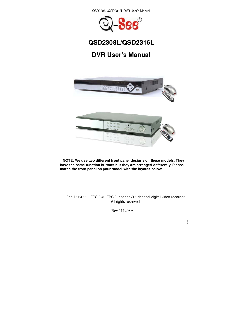 Q-See QSD2316L User Manual | 80 pages