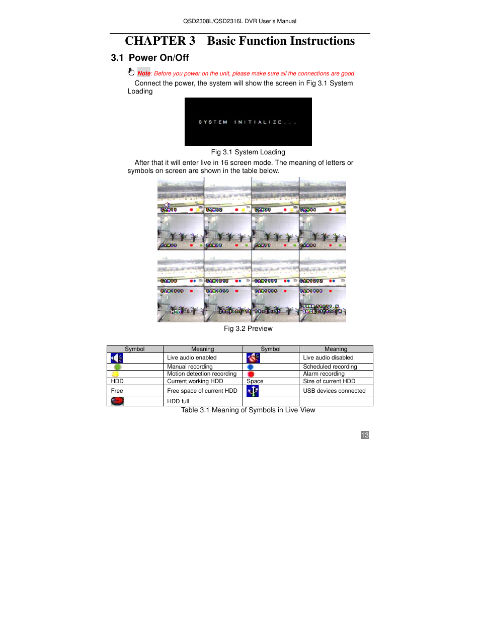 Chapter 3 basic function instructions, 1 power on/off | Q-See QSD2316L User Manual | Page 17 / 80