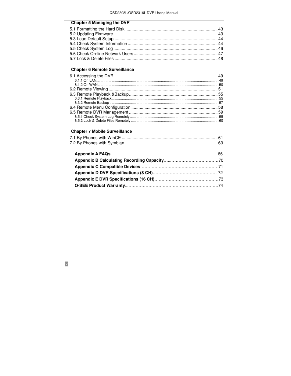 Q-See QSD2316L User Manual | Page 4 / 80