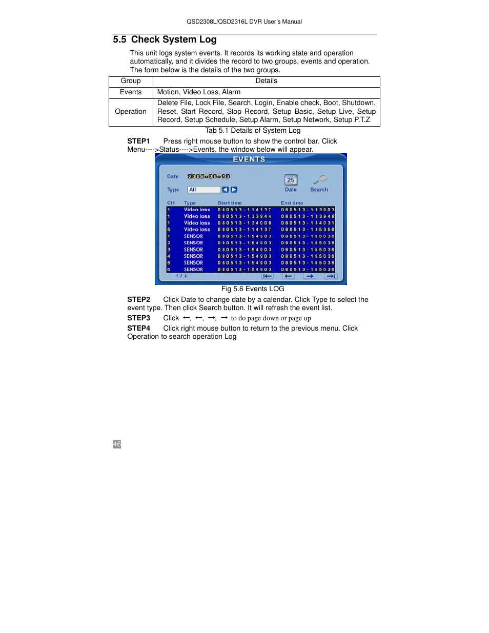 5 check system log | Q-See QSD2316L User Manual | Page 50 / 80