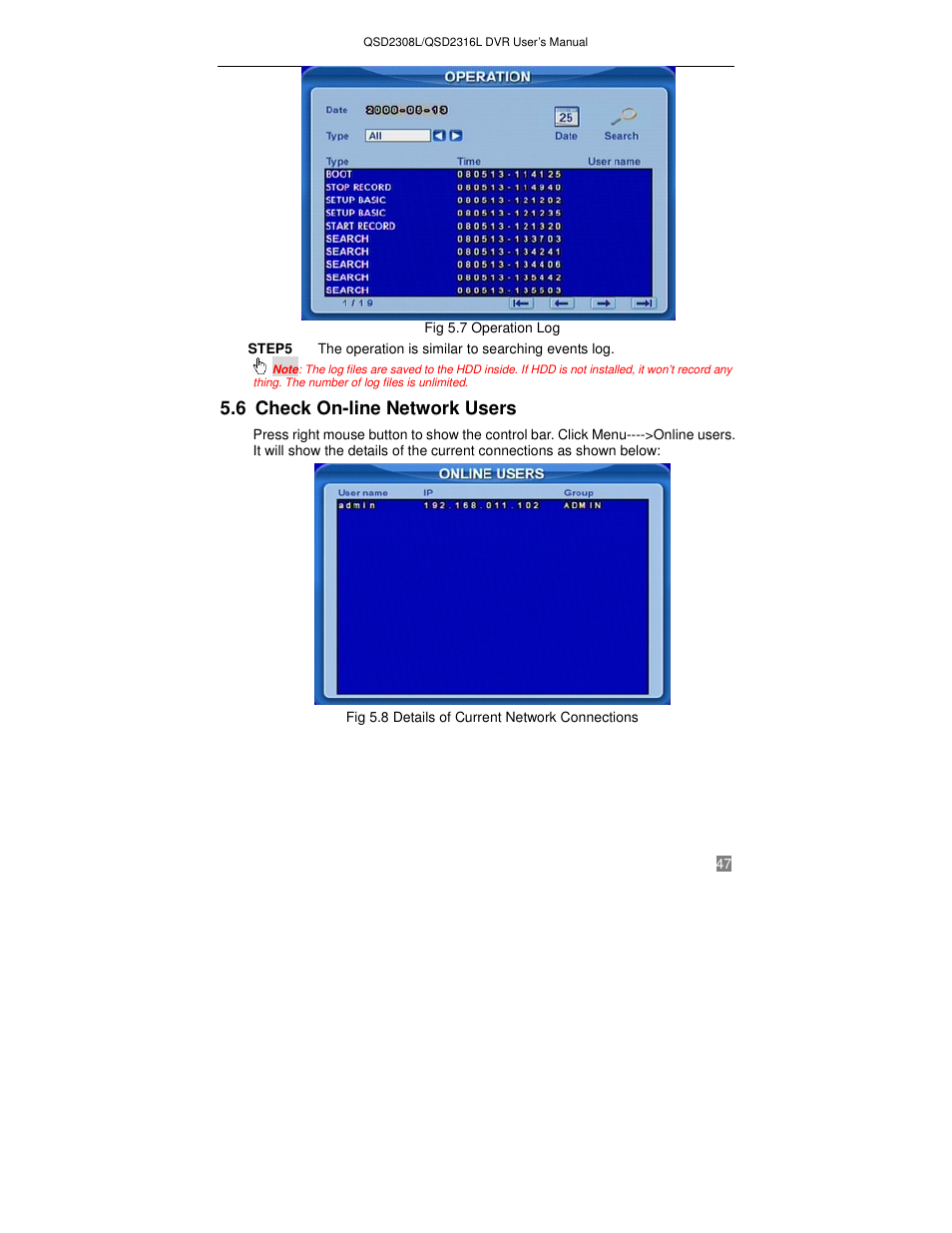 6 check on-line network users | Q-See QSD2316L User Manual | Page 51 / 80