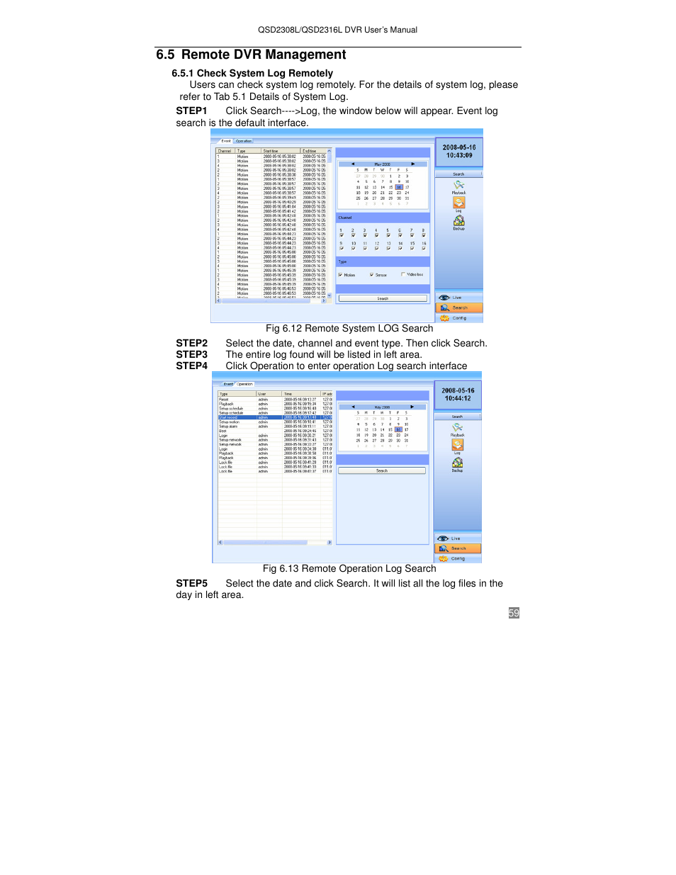 5 remote dvr management | Q-See QSD2316L User Manual | Page 63 / 80