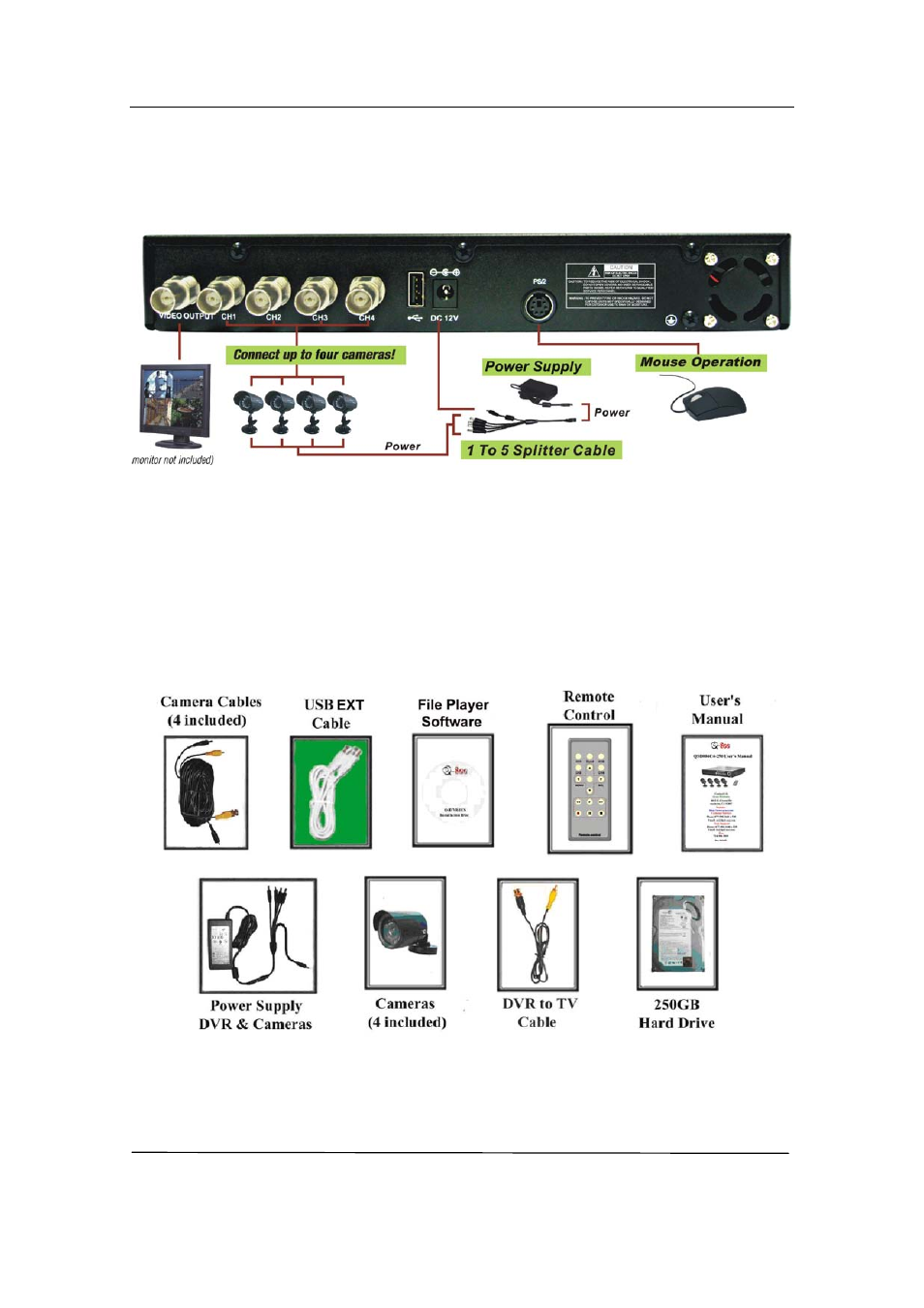 3 system connection diagram, 4 dvr accessories (included) | Q-See QSD371614C4-250 User Manual | Page 33 / 35