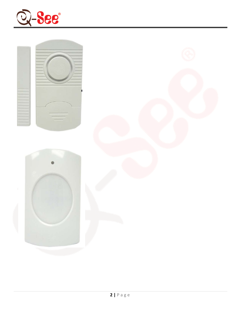 Infrared sensor (with mounting bracket), Main unit with zone list, Magnetic window/door sensor alarms | Qsdl506w user manual | Q-See QSDL506W User Manual | Page 4 / 9