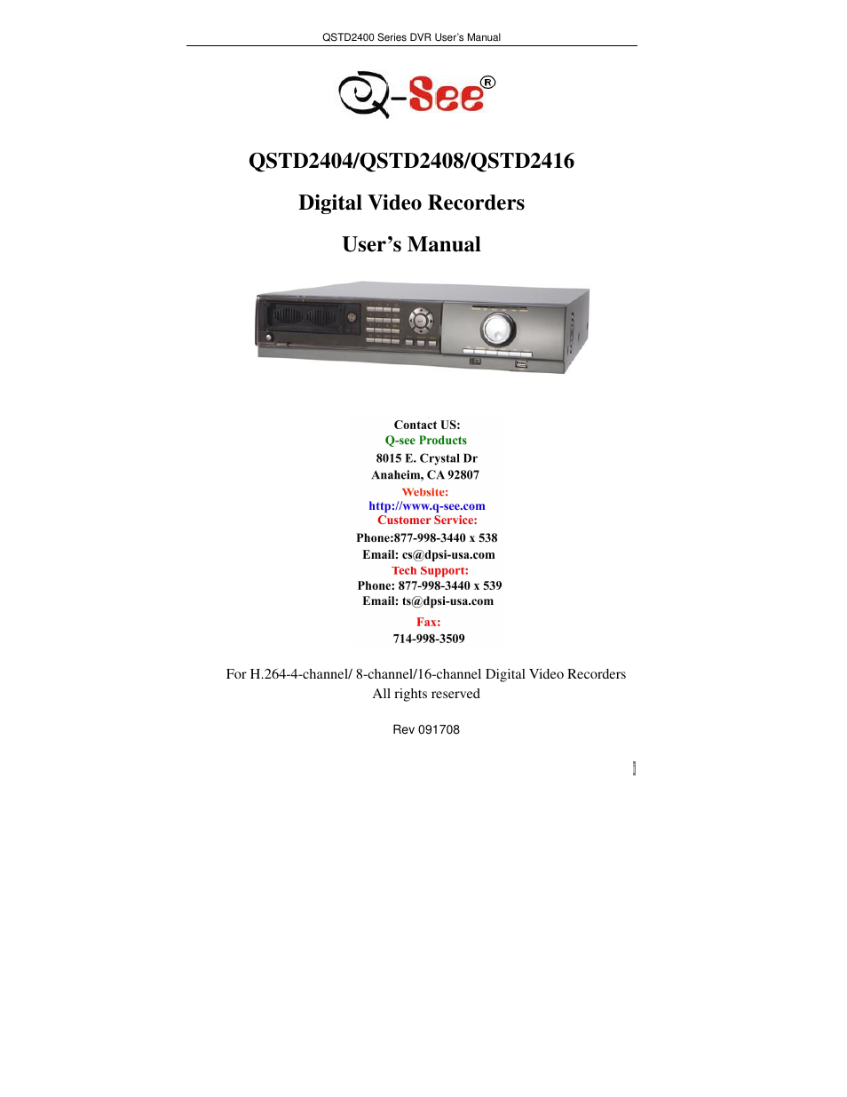 Q-See QSTD2408 User Manual | 75 pages