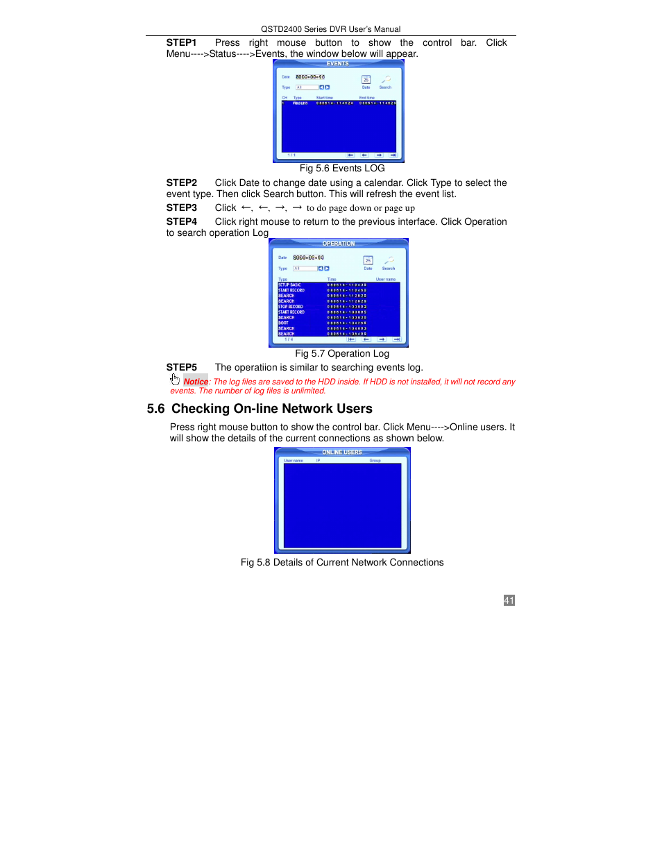 6 checking on-line network users | Q-See QSTD2408 User Manual | Page 45 / 75