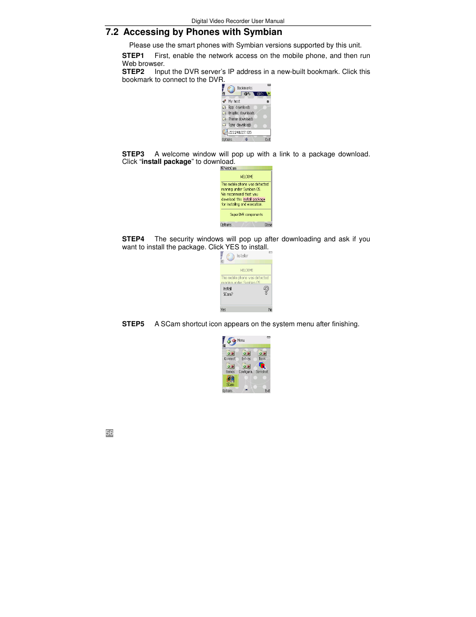 2 accessing by phones with symbian | Q-See QSTD2408 User Manual | Page 60 / 75