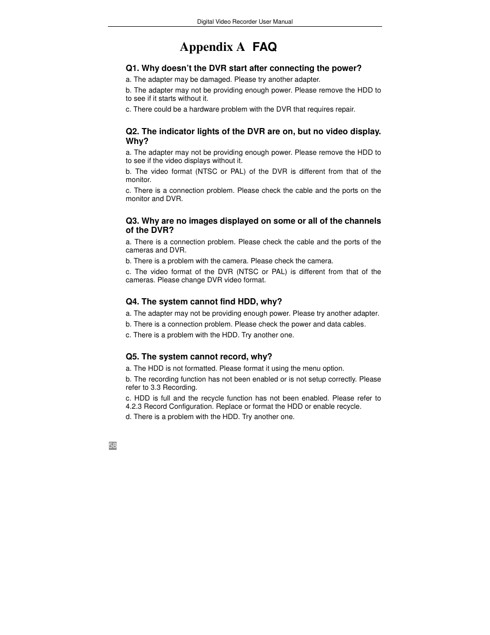 Appendix a | Q-See QSTD2408 User Manual | Page 62 / 75