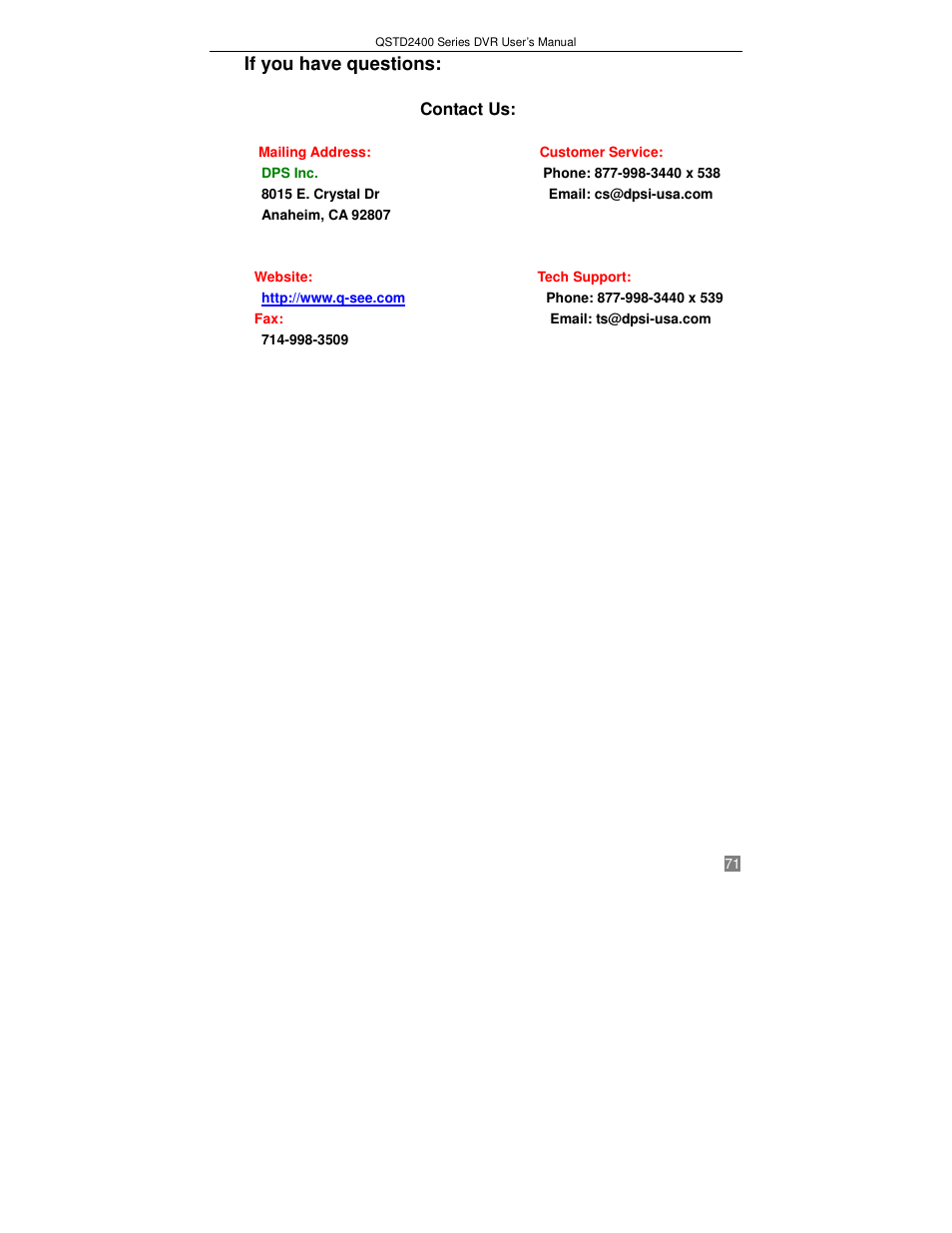 If you have questions | Q-See QSTD2408 User Manual | Page 75 / 75
