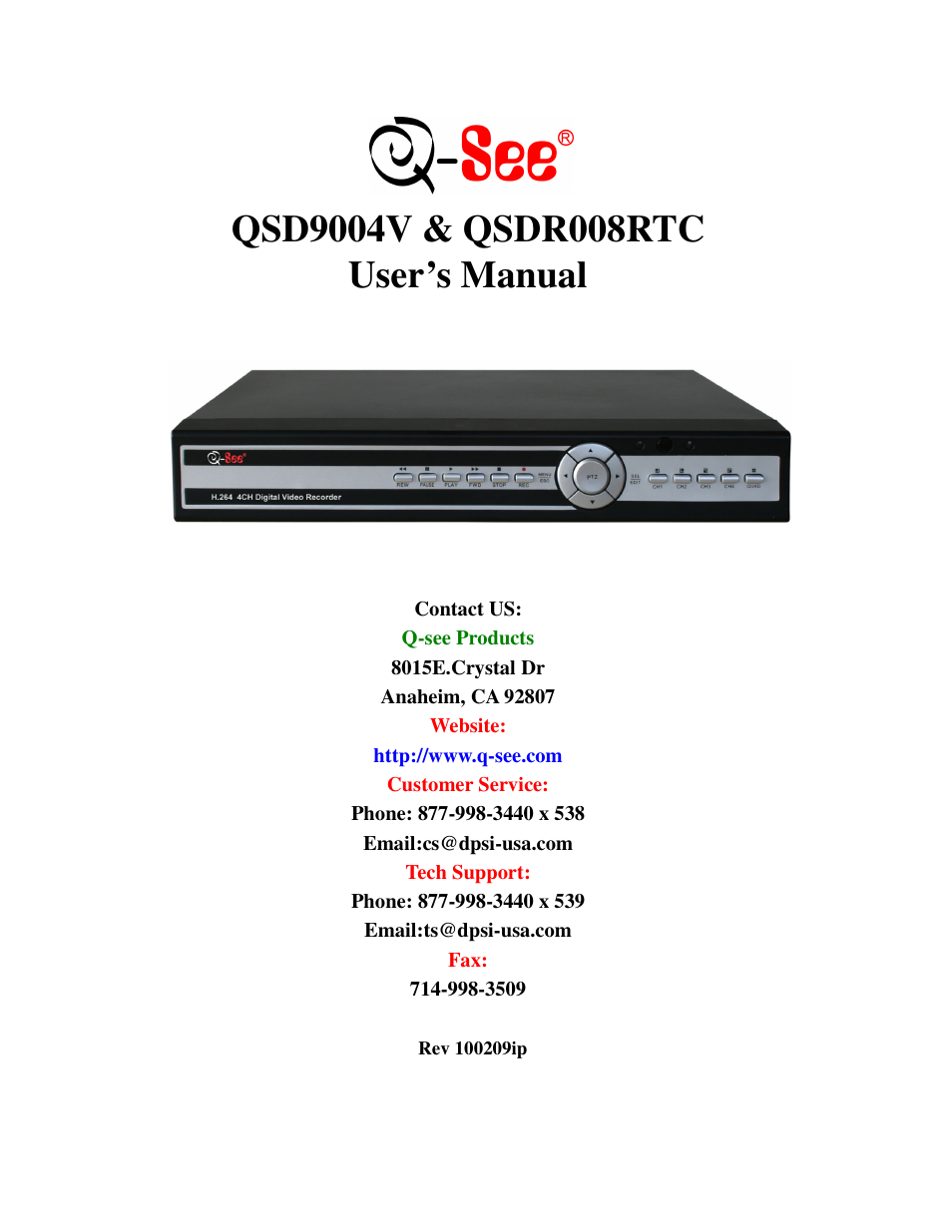 Q-See QSDR008RTC User Manual | 47 pages