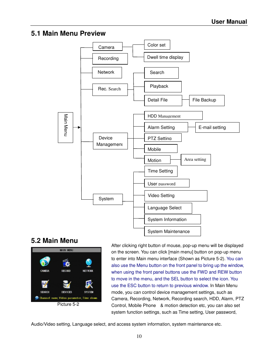 1 main menu preview, 2 main menu, User manual | Q-See QSDR008RTC User Manual | Page 14 / 47