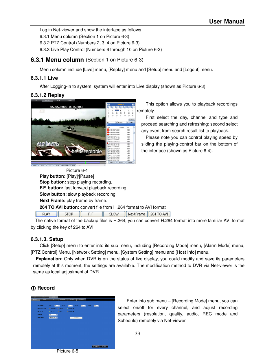 User manual, 1 menu column | Q-See QSDR008RTC User Manual | Page 37 / 47