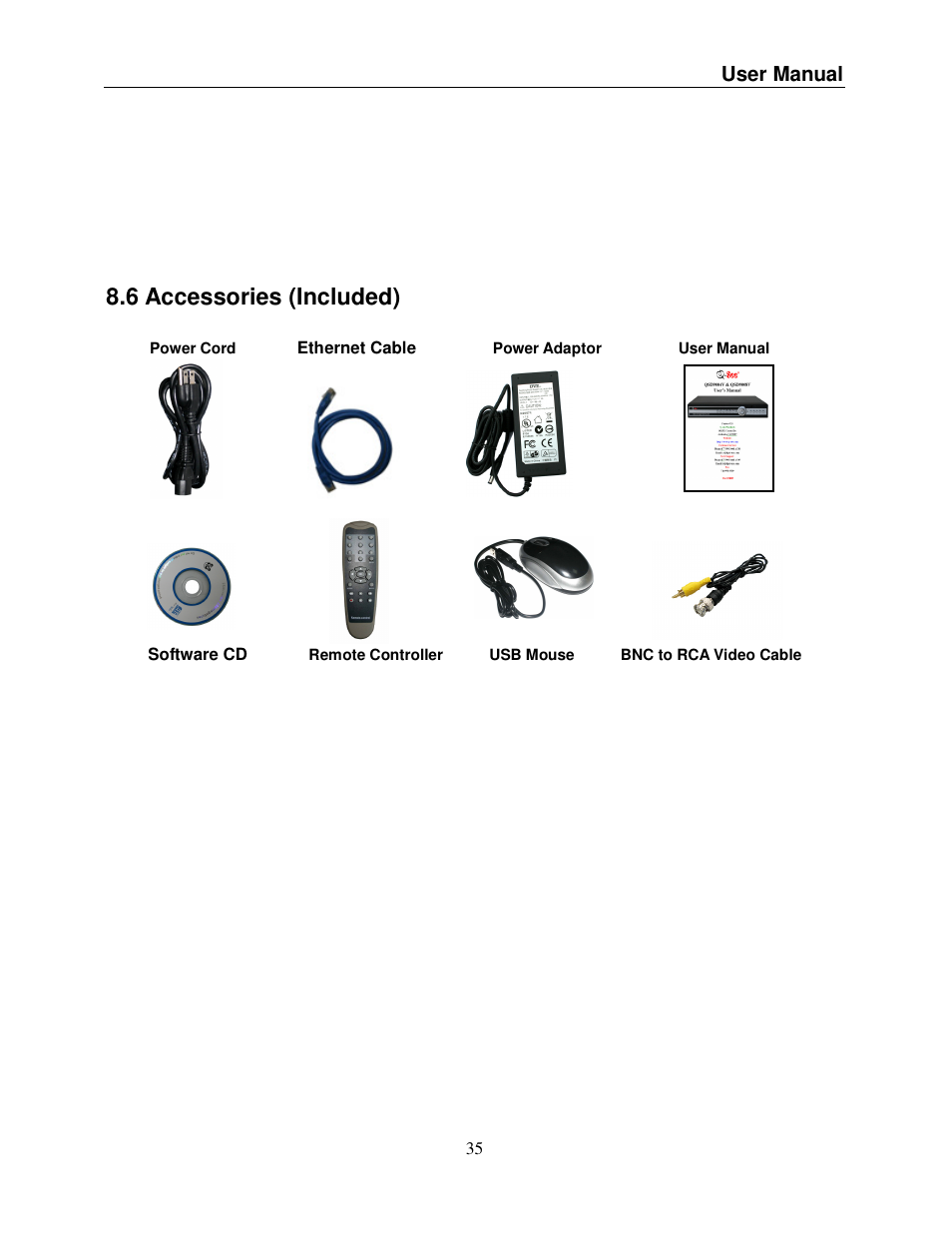6 accessories (included) | Q-See QSDR008RTC User Manual | Page 45 / 47