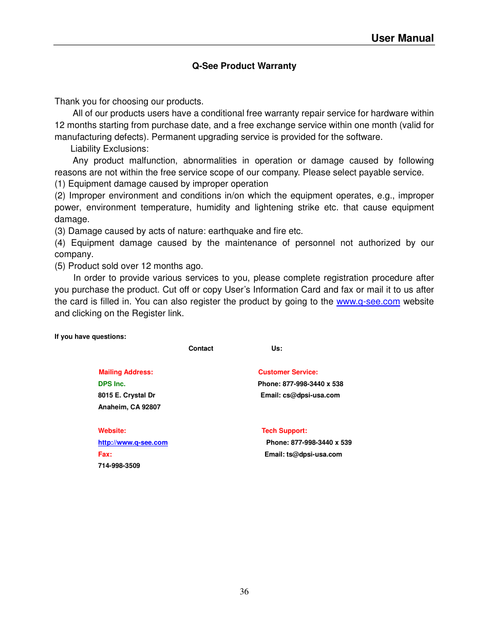 User manual | Q-See QSDR008RTC User Manual | Page 46 / 47