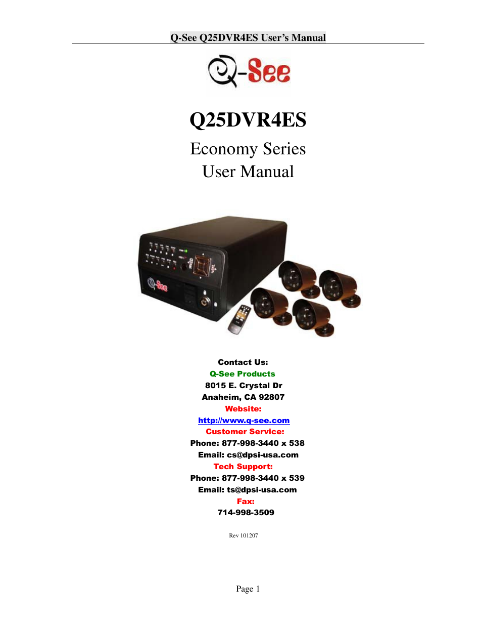 Q-See Q25DVR4ES User Manual | 25 pages