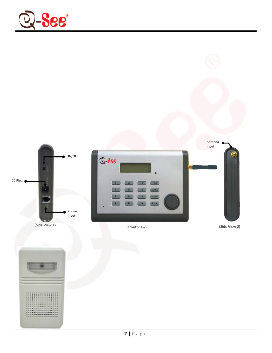 System installation, Main control panel, Wireless indoor lighted siren | Section 4, Qsdl503ad user manual | Q-See QSDL503AD User Manual | Page 4 / 15