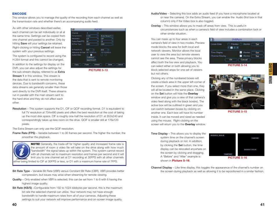 Encode, Chapter 5 menus | Q-See MODEL QC40196 User Manual | Page 21 / 36