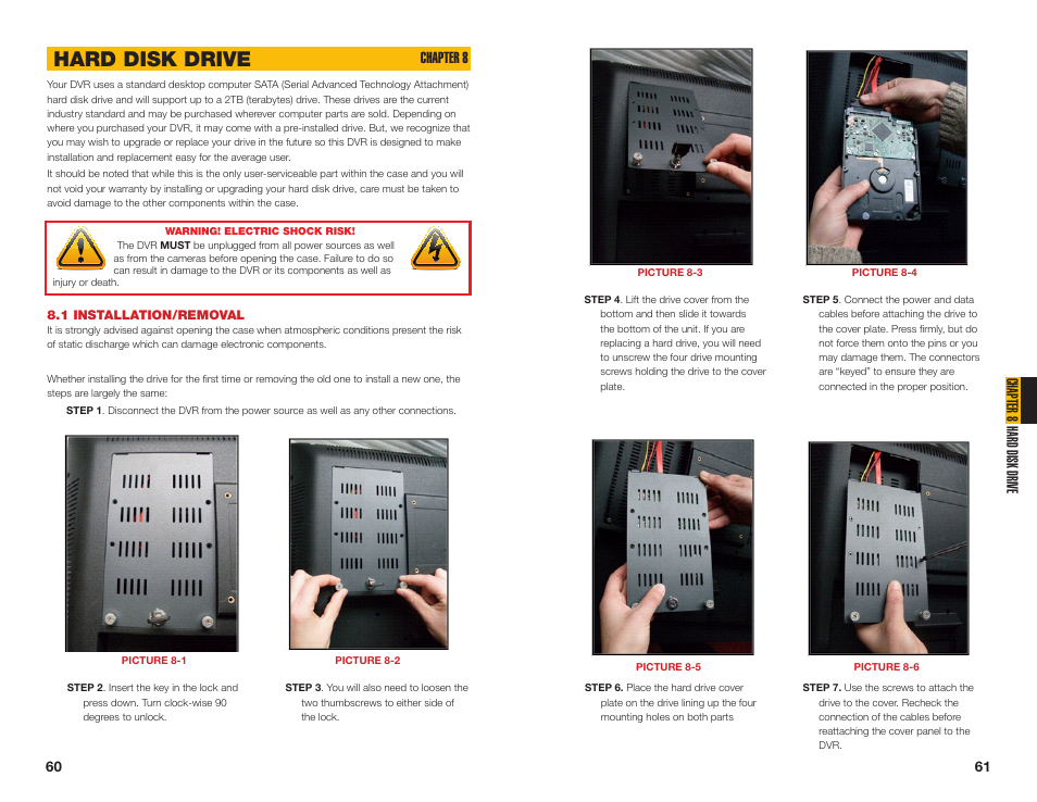 1 installation/removal, Hard disk drive, Chapter 8 hard disk drive | Chapter 8 | Q-See MODEL QC40196 User Manual | Page 31 / 36