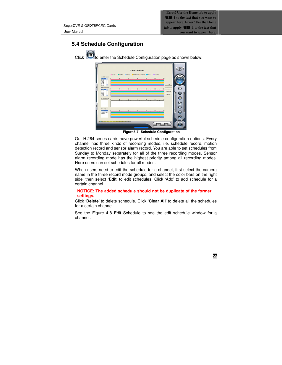 4 schedule configuration | Q-See QSDT8PCRC User Manual | Page 27 / 104